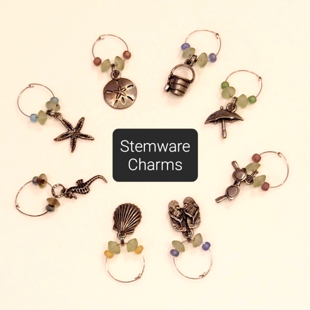 8 Antiqued Pewter Charms beach theme lead-free from Fire Mountain Gems